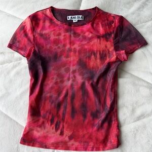 I.AM.GIA Vibrant Red and Black Short Sleeve Top